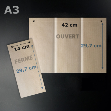 Menu papier ou PVC Papier A3 3 volets Impr. Noir Kraft - Photo 2